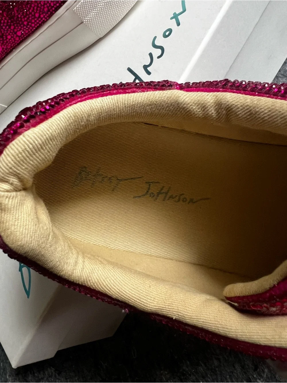 Betsey Johnson Sidny Red beaded Platform Sneakers with White Soles